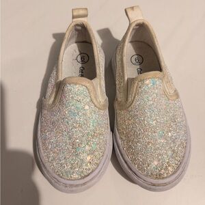 (5 for $30) Glittery White Kids Slip-On Shoes